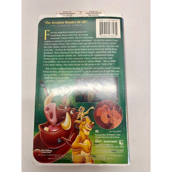 Rare Disney Masterpiece Edition: The Lion King (VHS 1995) With Inserts - Picture 9 of 9